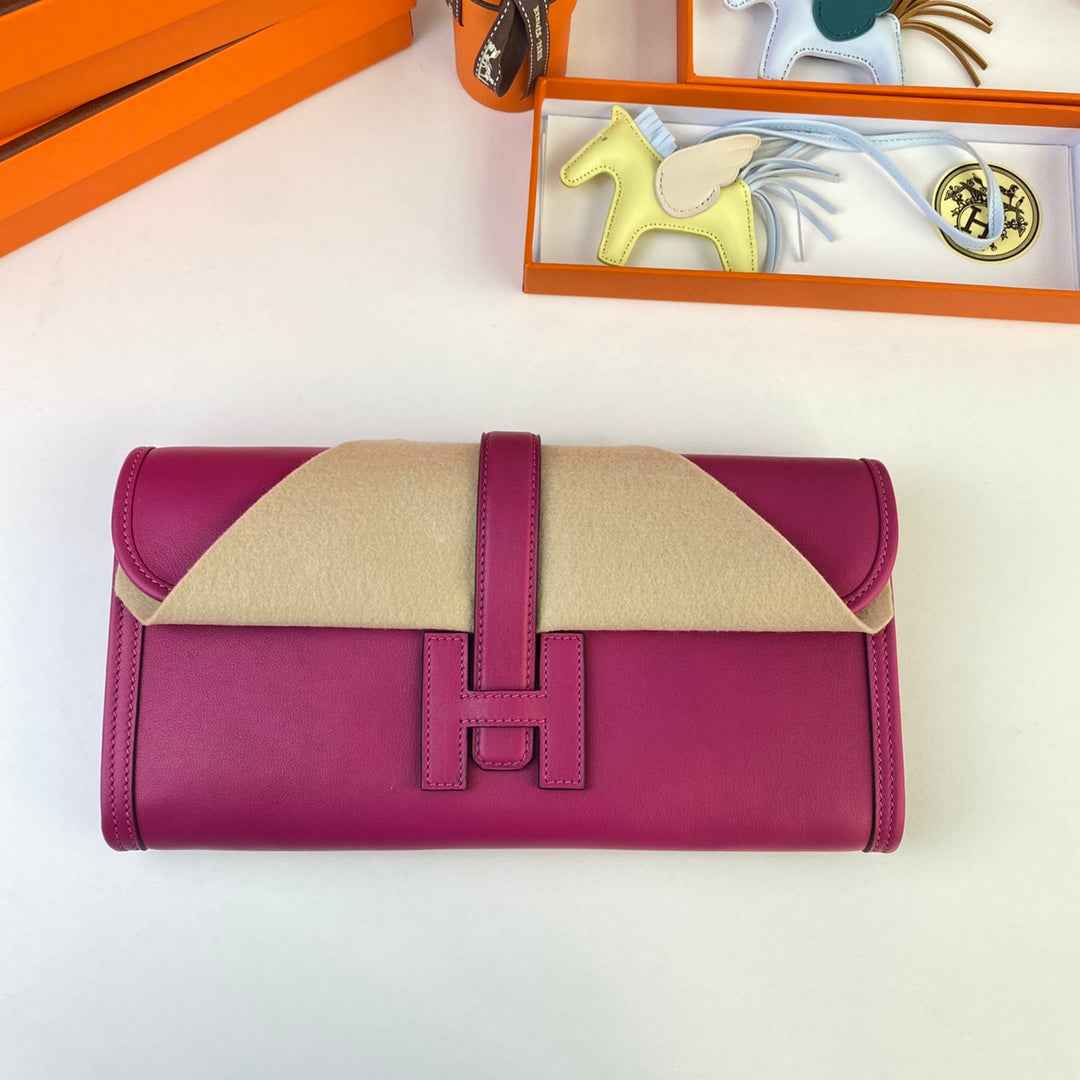 Hermes Wallet Clutch Swift Leather 29cm In Rose Plum
