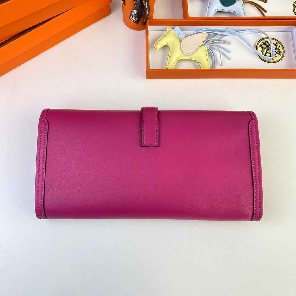 Hermes Wallet Clutch Swift Leather 29cm In Rose Plum