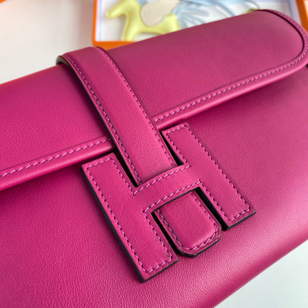 Hermes Wallet Clutch Swift Leather 29cm In Rose Plum