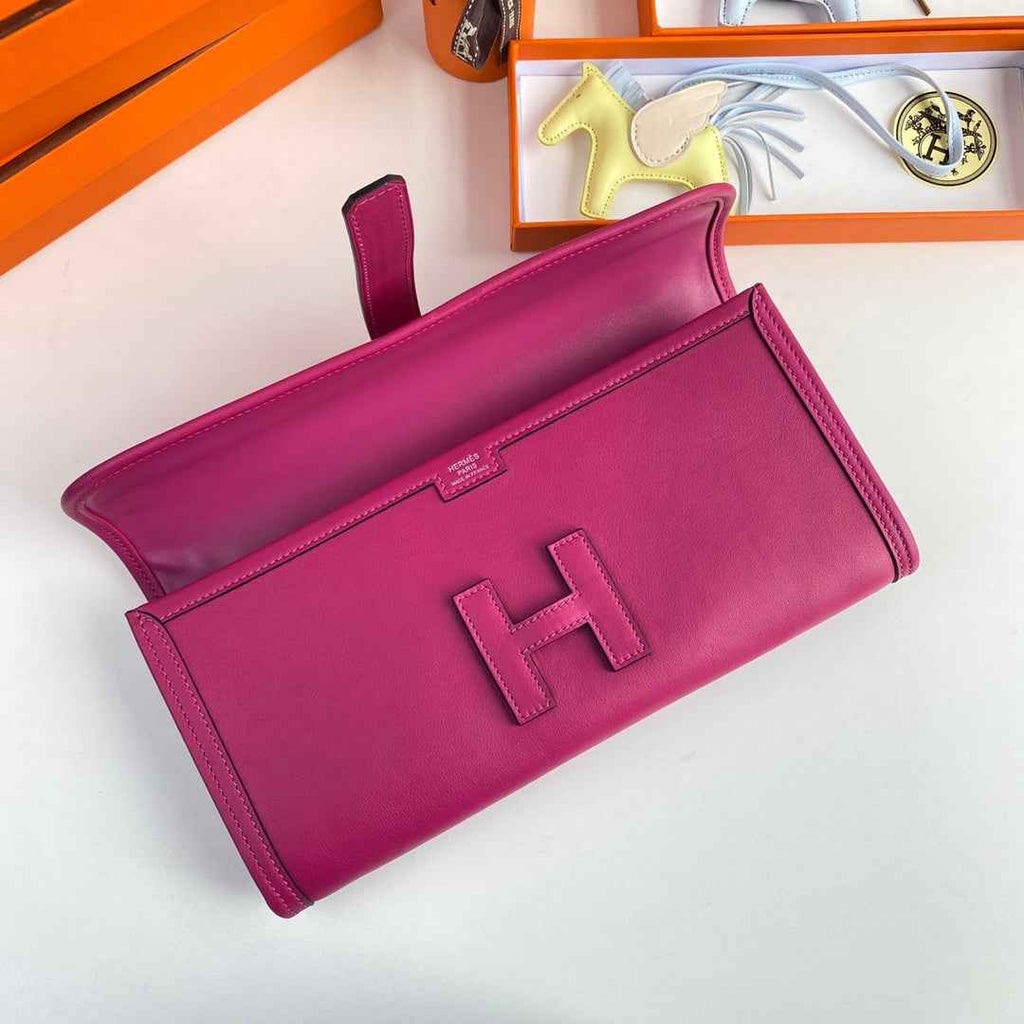 Hermes Wallet Clutch Swift Leather 29cm In Rose Plum