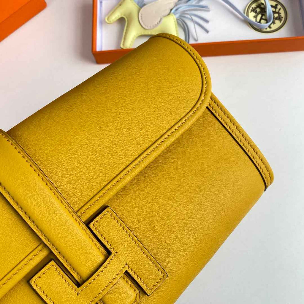 Hermes Wallet Clutch Swift Leather 29cm In Yellow