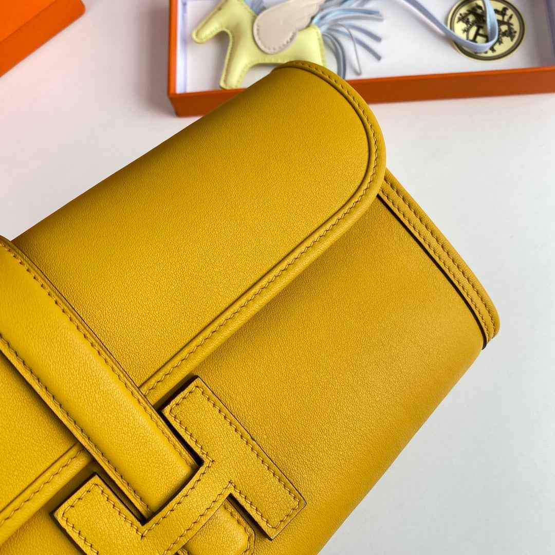 Hermes Wallet Clutch Swift Leather 29cm In Yellow