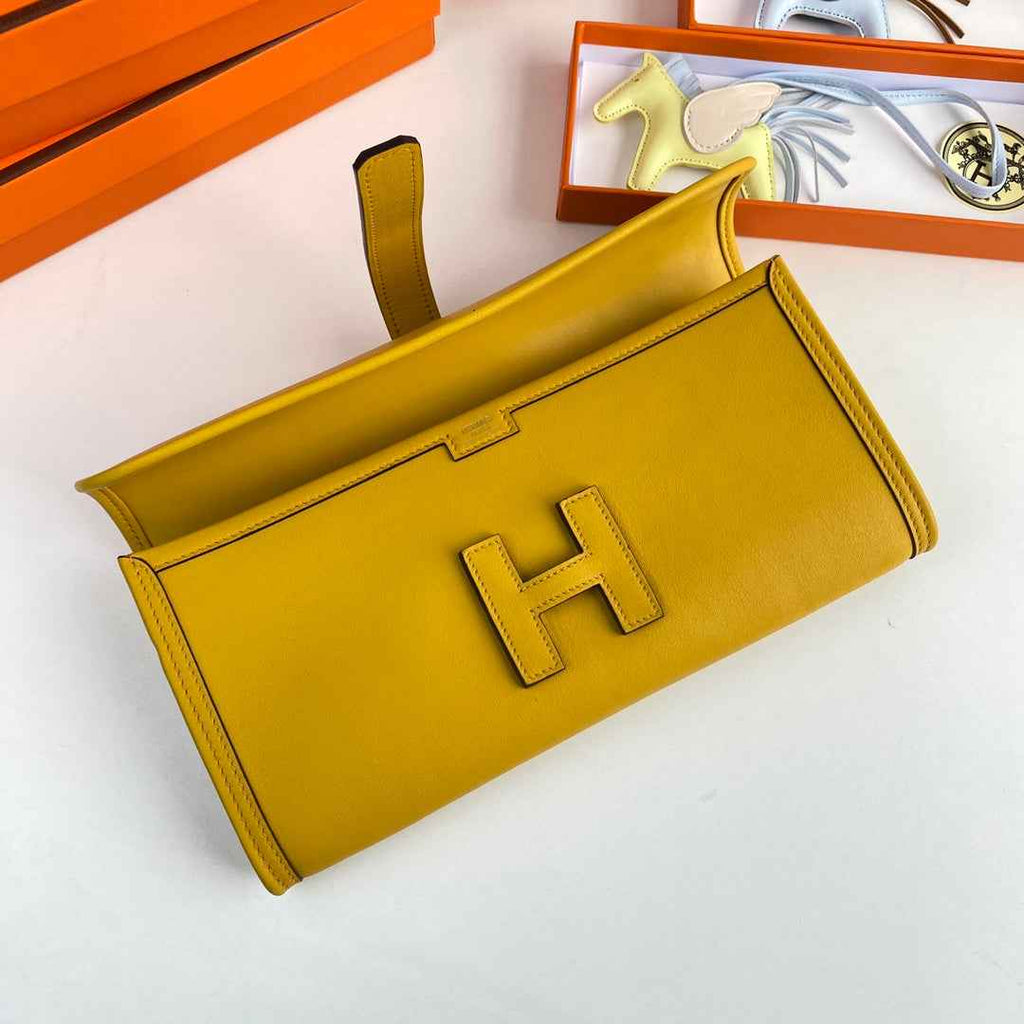 Hermes Wallet Clutch Swift Leather 29cm In Yellow