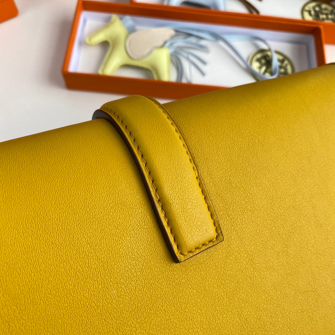 Hermes Wallet Clutch Swift Leather 29cm In Yellow