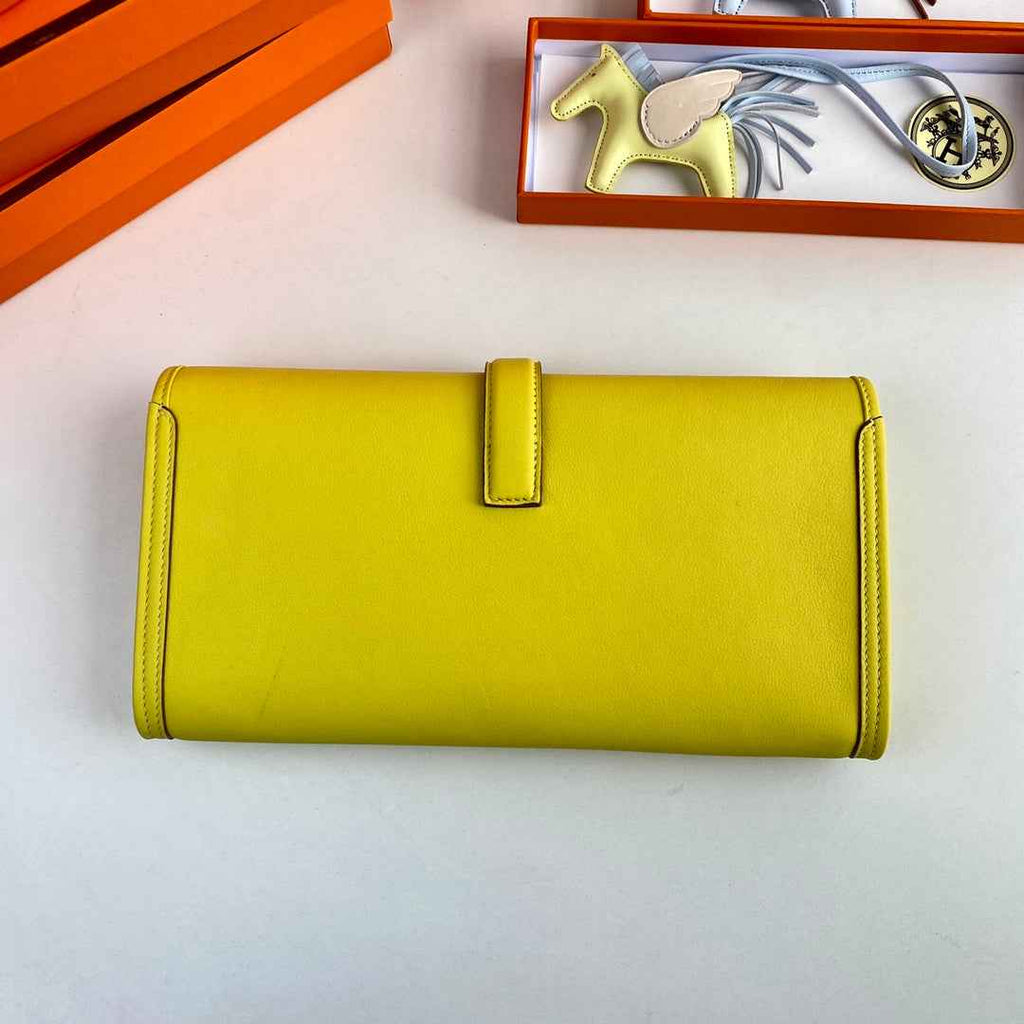 Hermes Wallet Clutch Swift Leather 29cm In Lemon Yellow