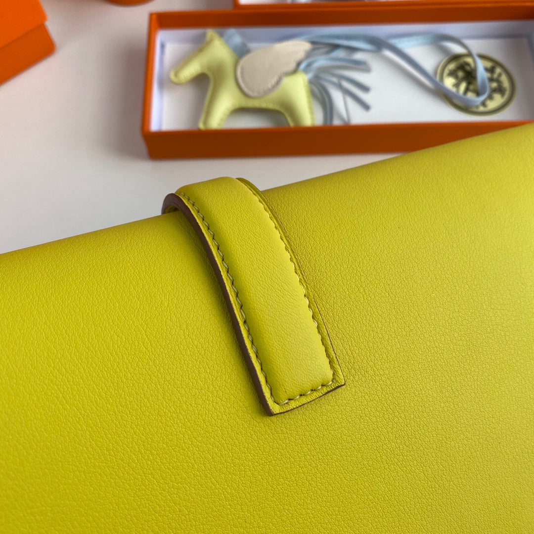 Hermes Wallet Clutch Swift Leather 29cm In Lemon Yellow