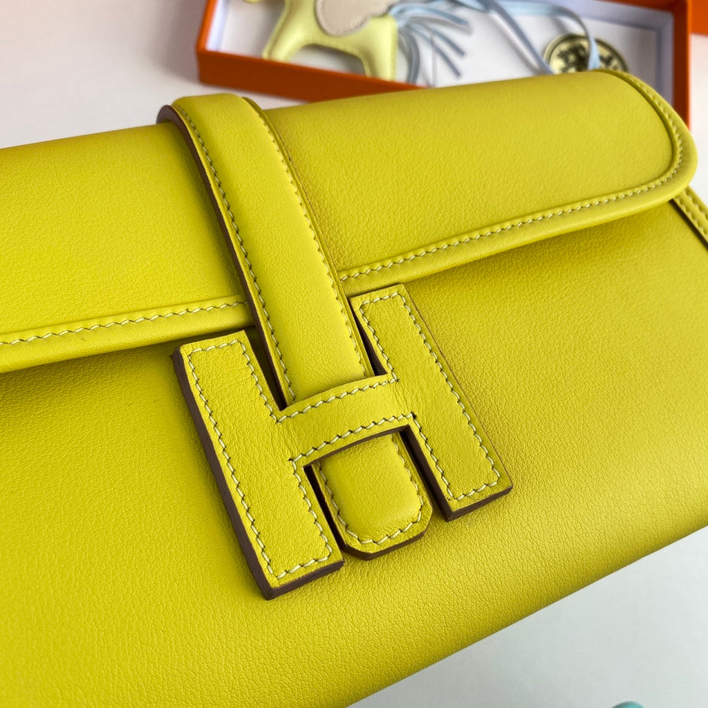 Hermes Wallet Clutch Swift Leather 29cm In Lemon Yellow