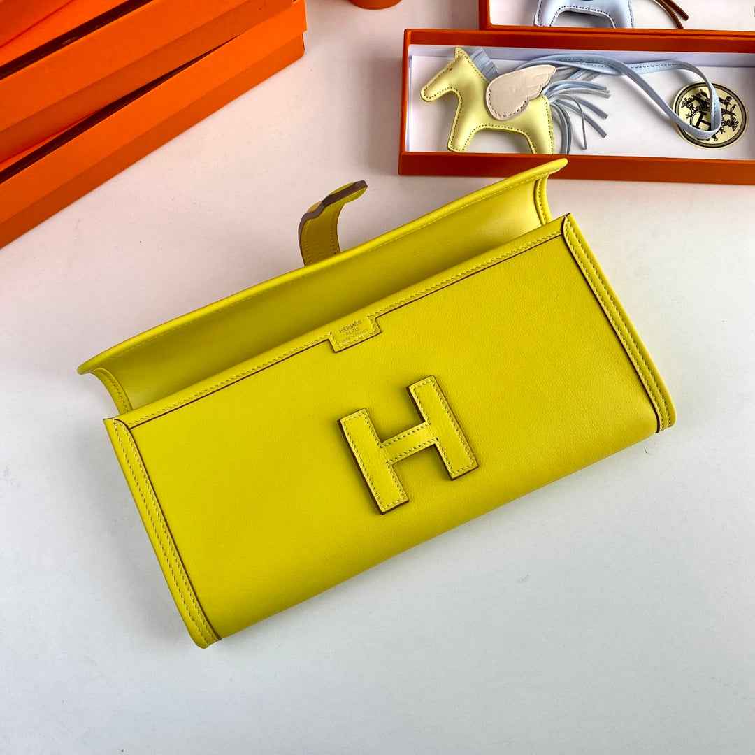 Hermes Wallet Clutch Swift Leather 29cm In Lemon Yellow