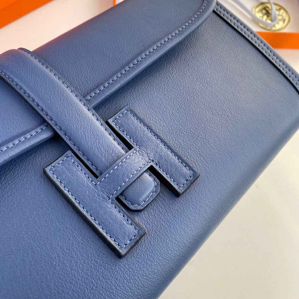 Hermes Wallet Clutch Swift Leather 29cm In Blue