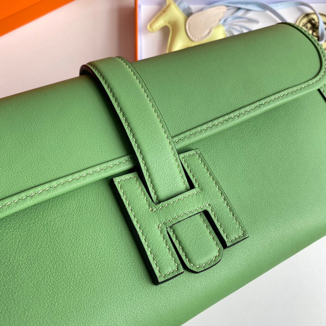 Hermes Wallet Clutch Swift Leather 29cm In Light Green