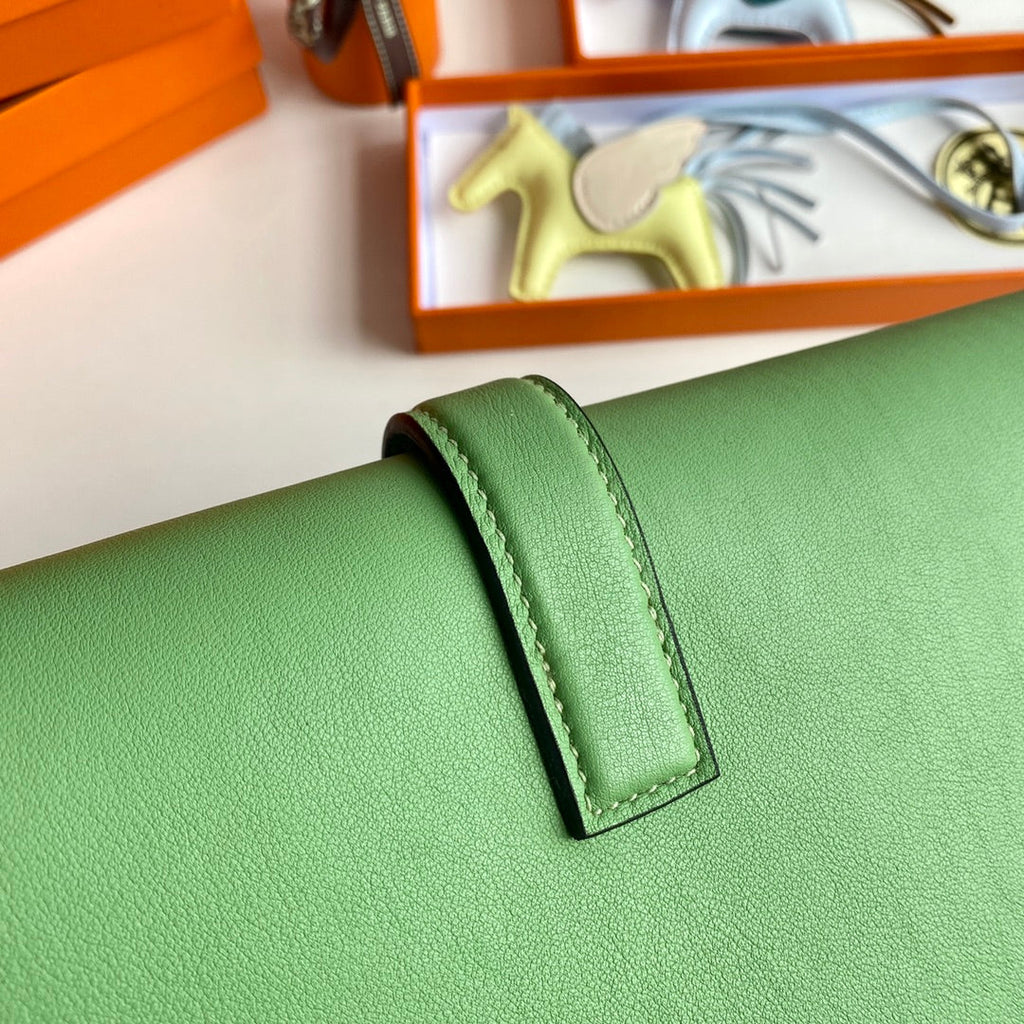 Hermes Wallet Clutch Swift Leather 29cm In Light Green