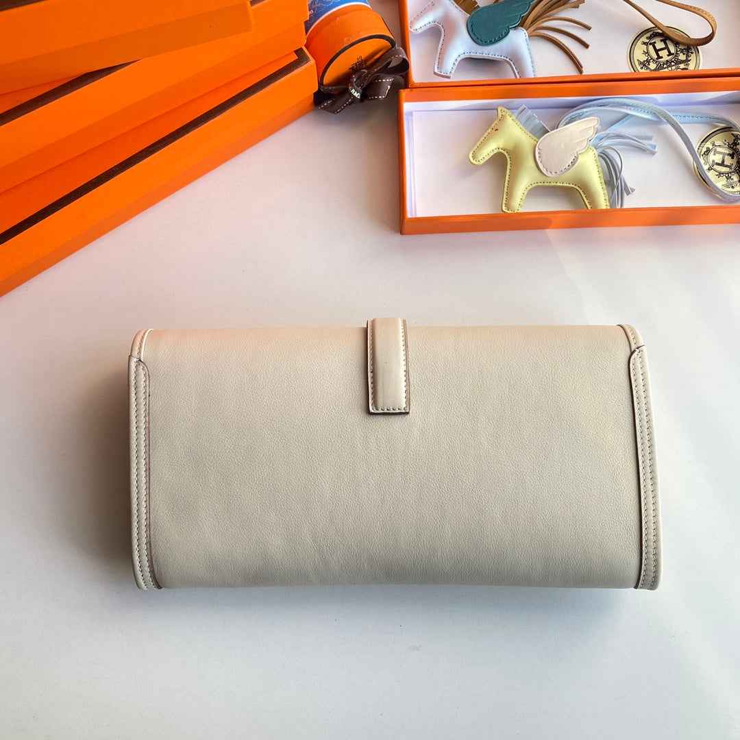 Hermes Wallet Clutch Swift Leather 29cm In Beige
