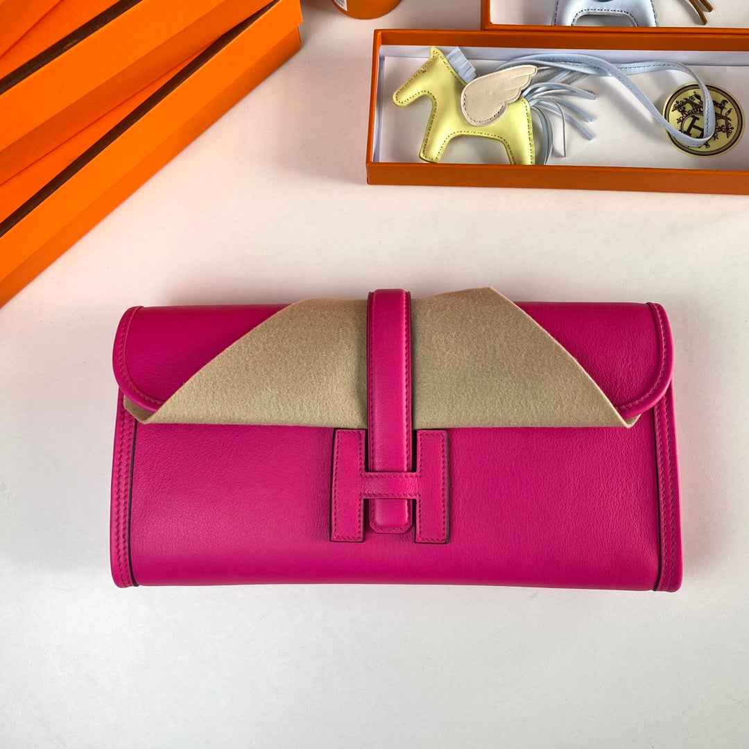Hermes Wallet Clutch Swift Leather 29cm In Plum