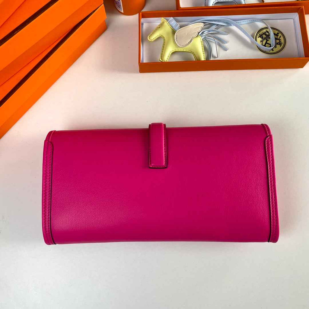 Hermes Wallet Clutch Swift Leather 29cm In Plum
