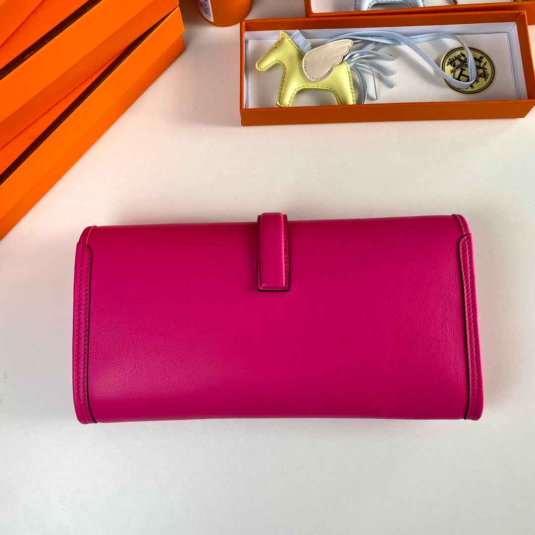 Hermes Wallet Clutch Swift Leather 29cm In Plum