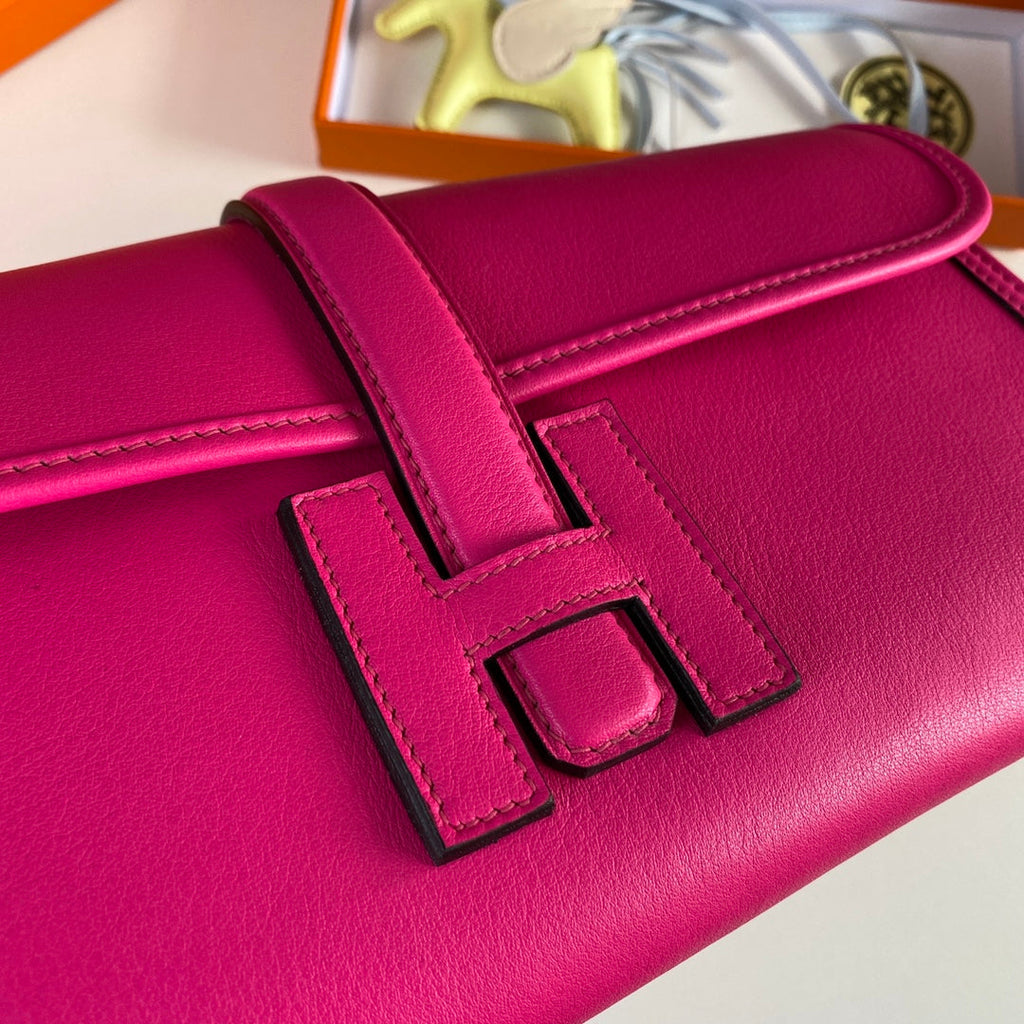 Hermes Wallet Clutch Swift Leather 29cm In Plum