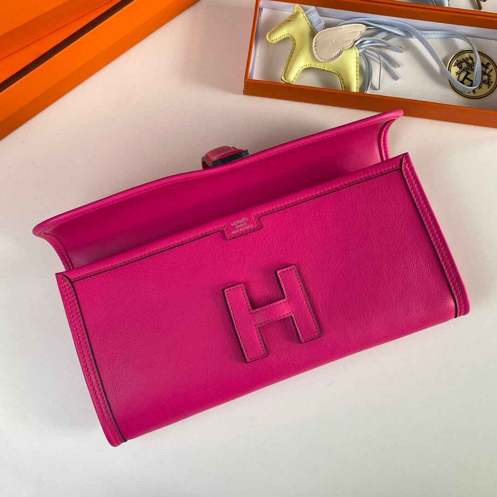 Hermes Wallet Clutch Swift Leather 29cm In Plum