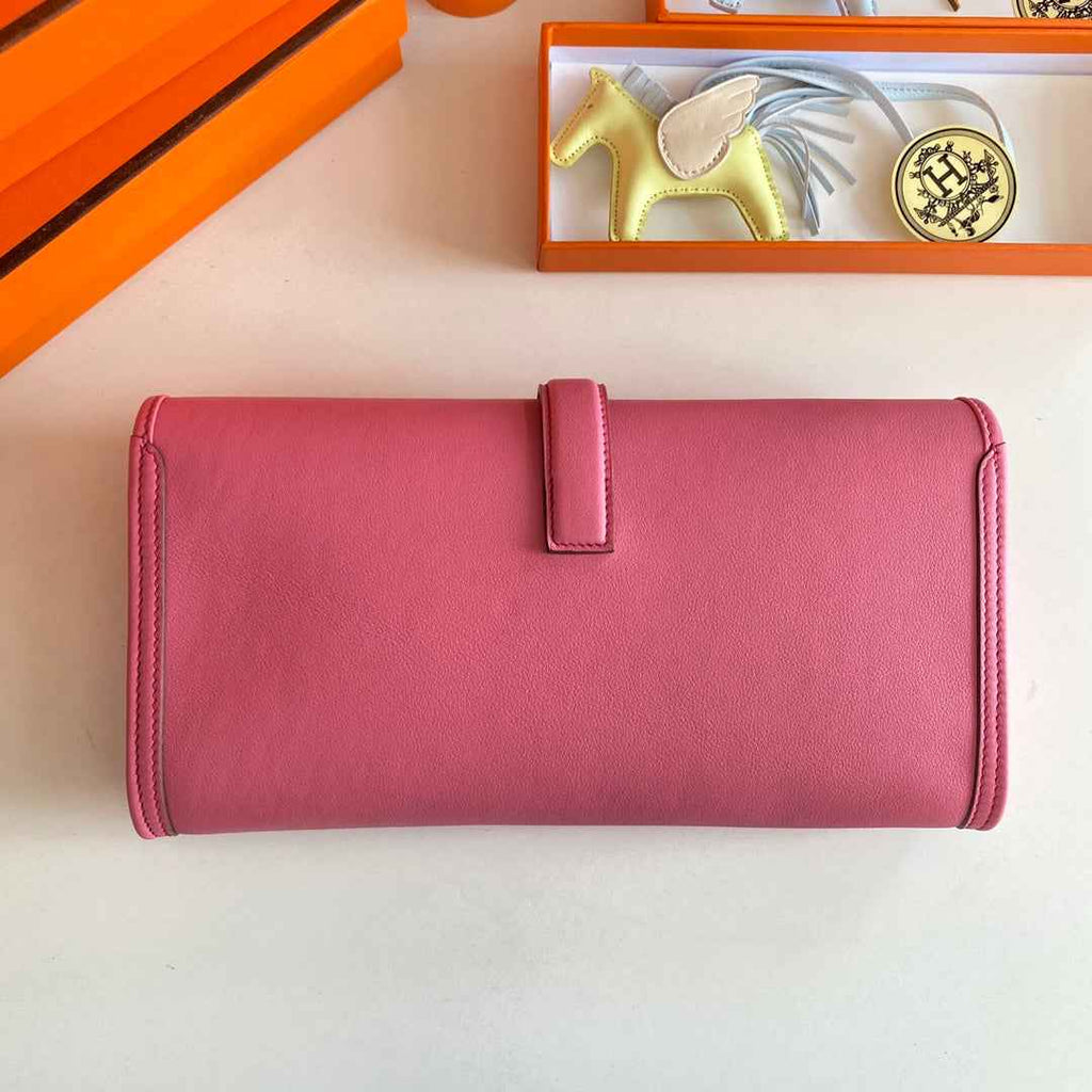 Hermes Wallet Clutch Swift Leather 29cm In Pink
