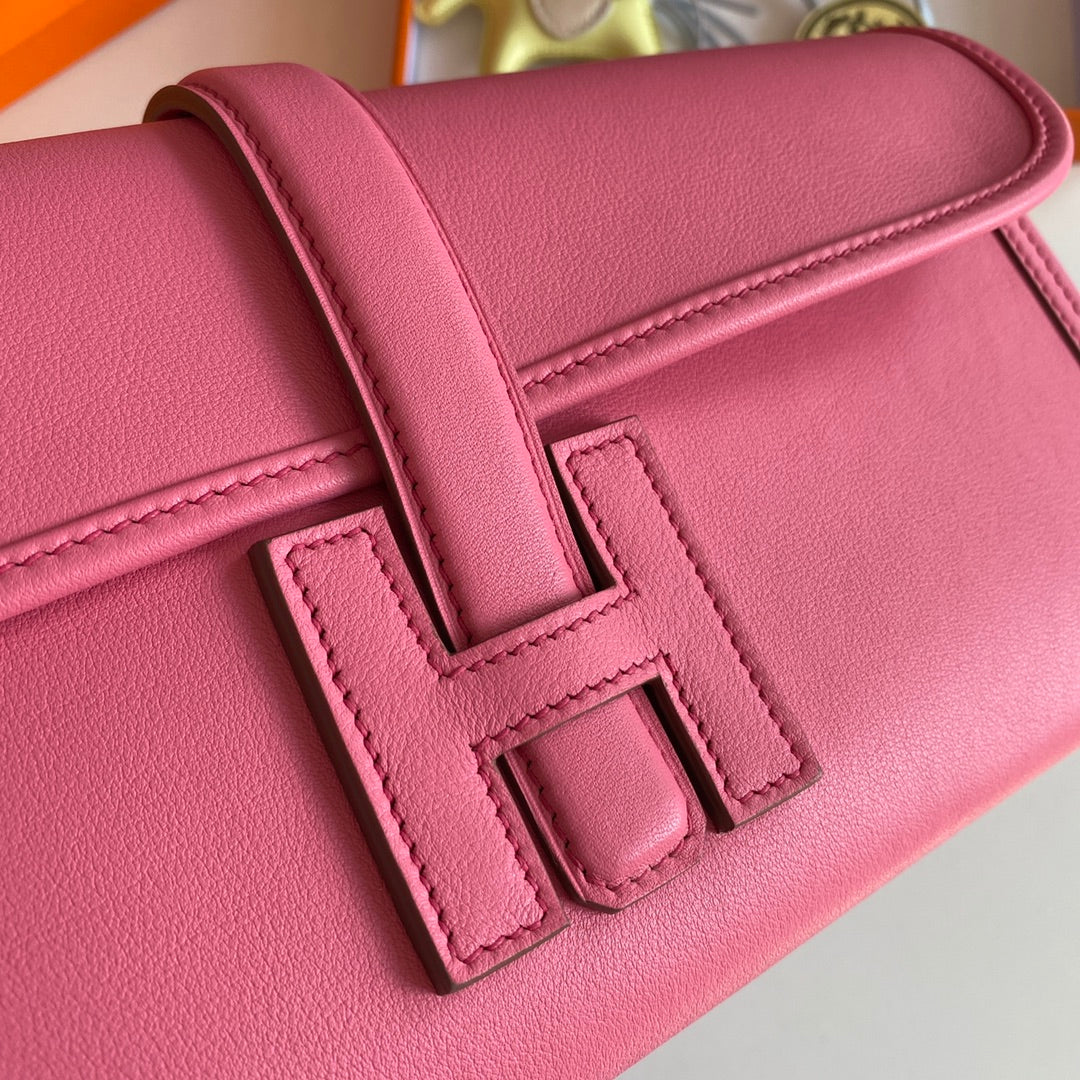 Hermes Wallet Clutch Swift Leather 29cm In Pink