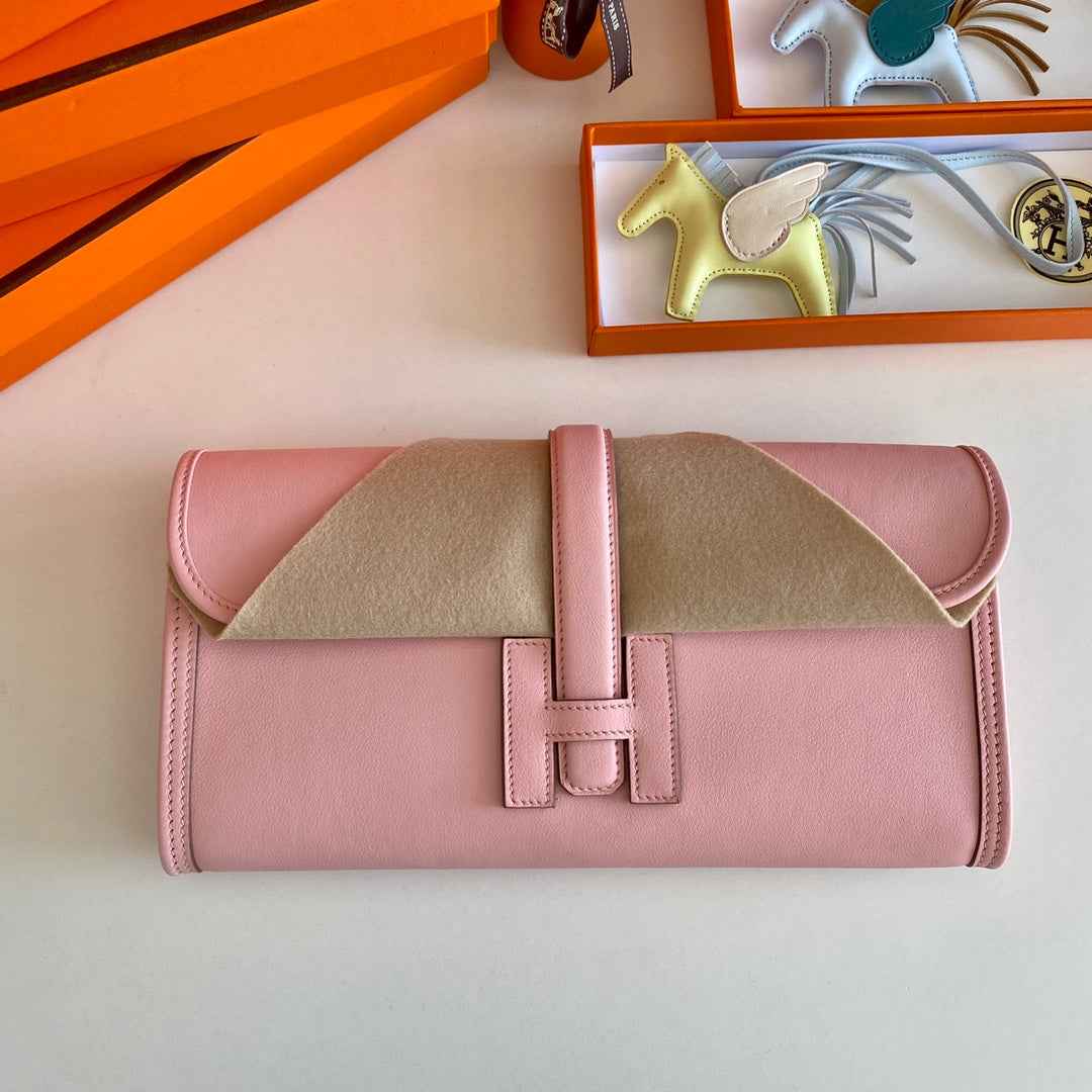 Hermes Wallet Clutch Swift Leather 29cm In Light Pink