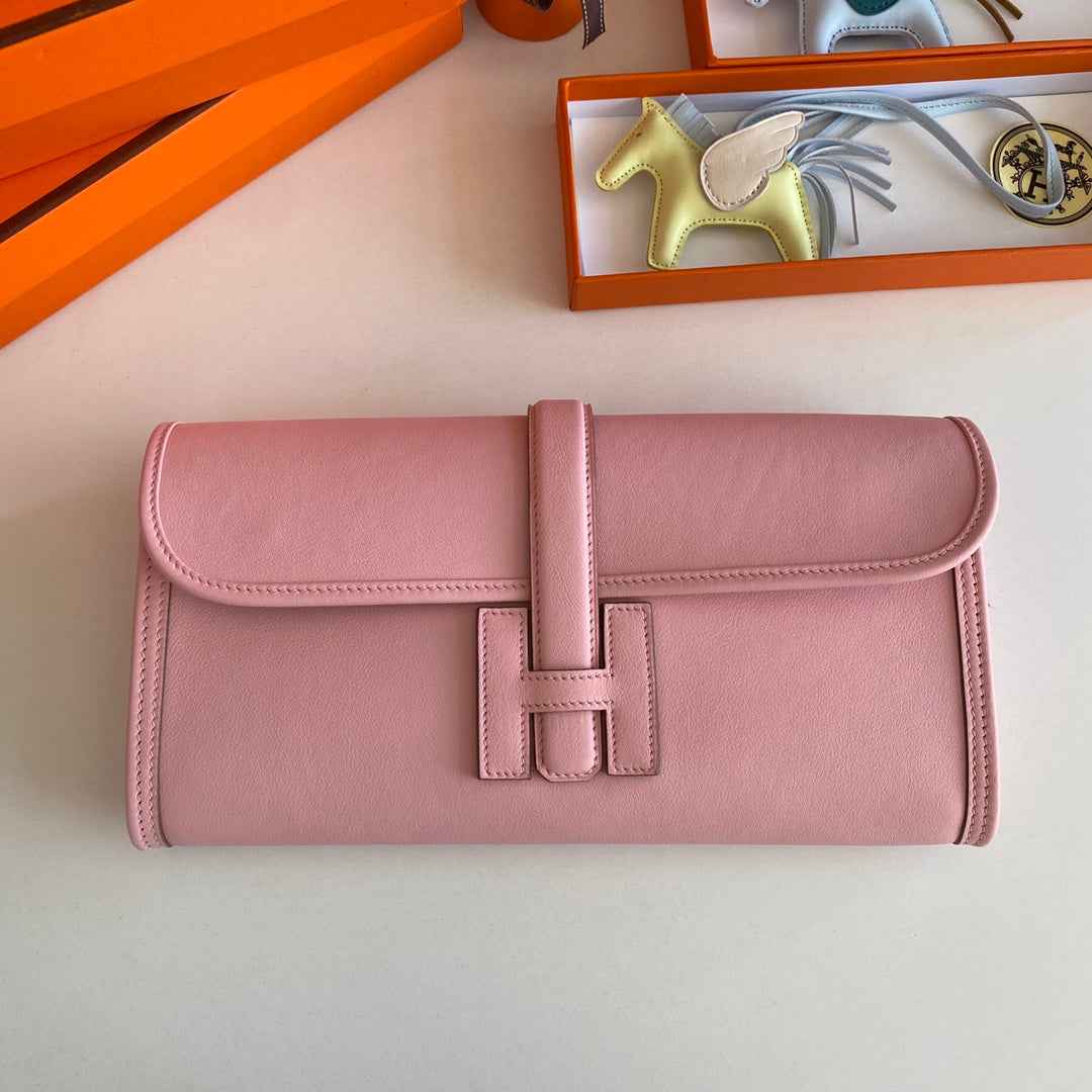 Hermes Wallet Clutch Swift Leather 29cm In Light Pink