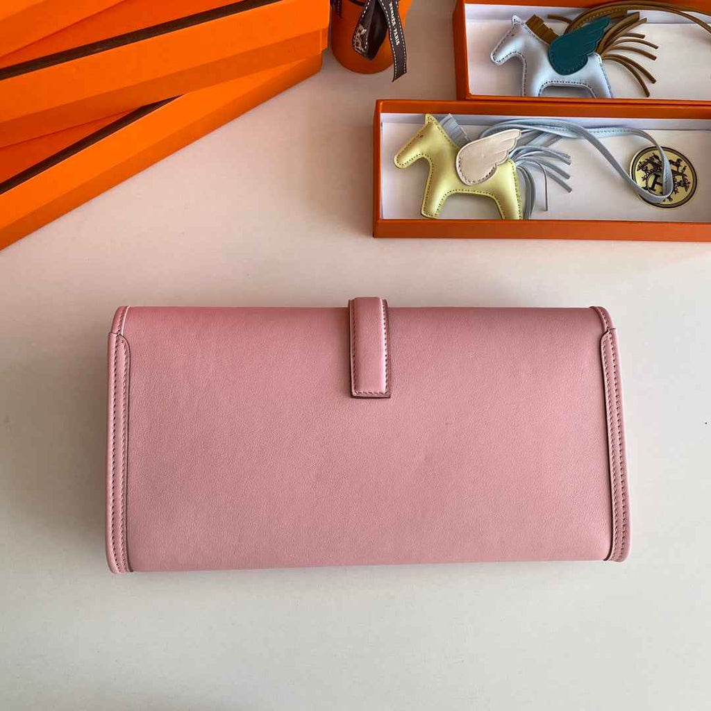 Hermes Wallet Clutch Swift Leather 29cm In Light Pink
