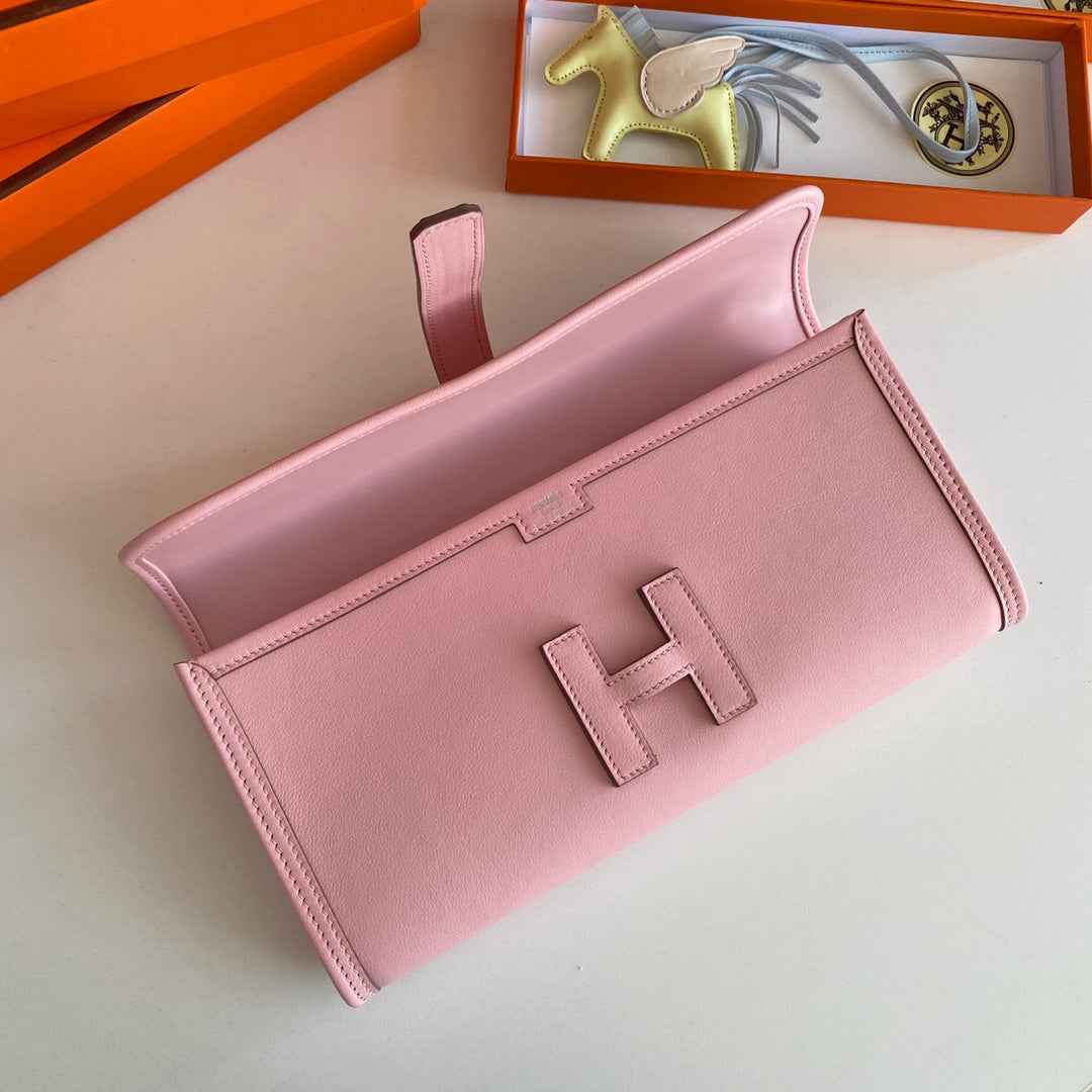 Hermes Wallet Clutch Swift Leather 29cm In Light Pink