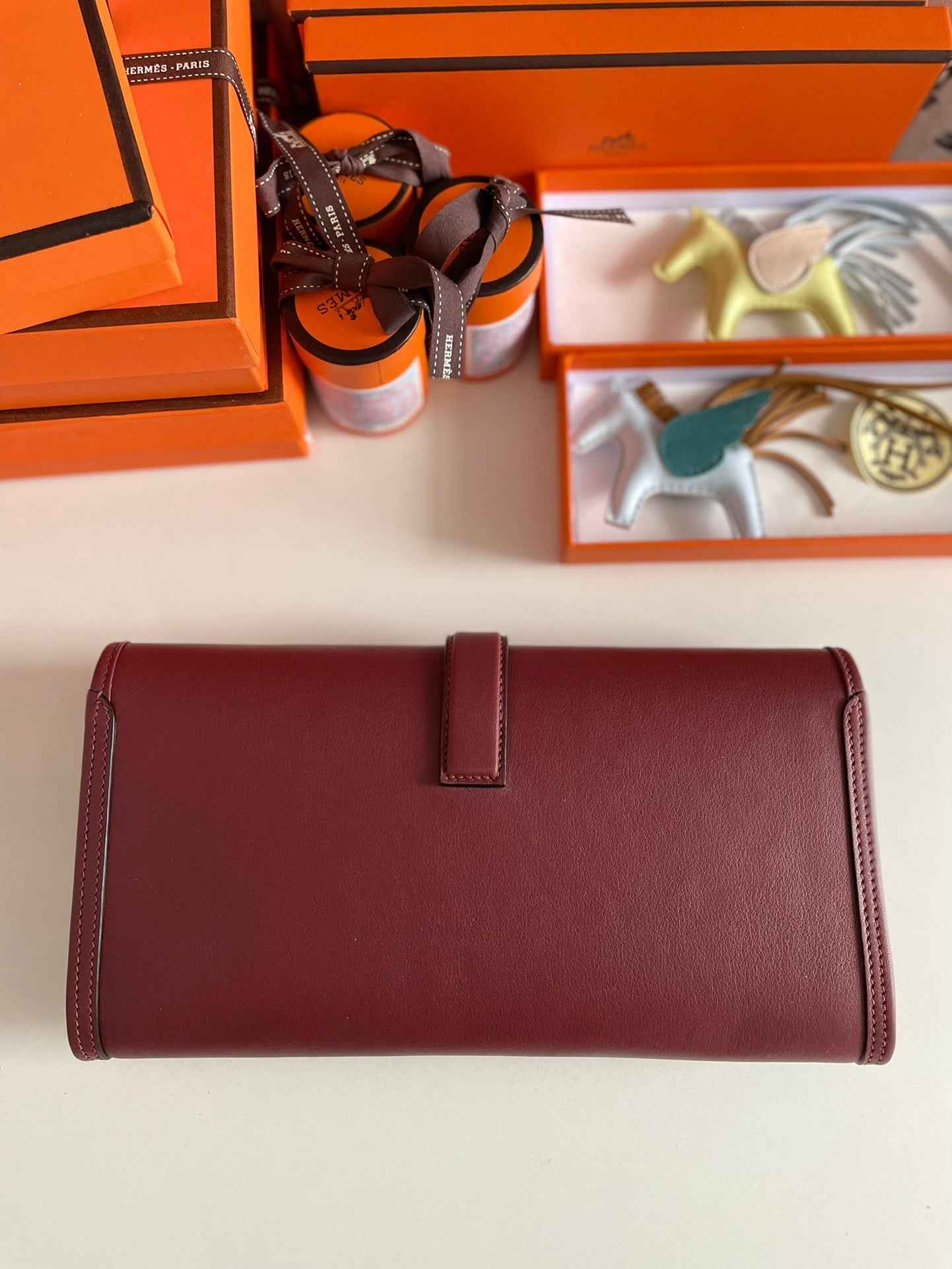 Hermes Wallet Clutch Swift Leather 29cm In Wine Red