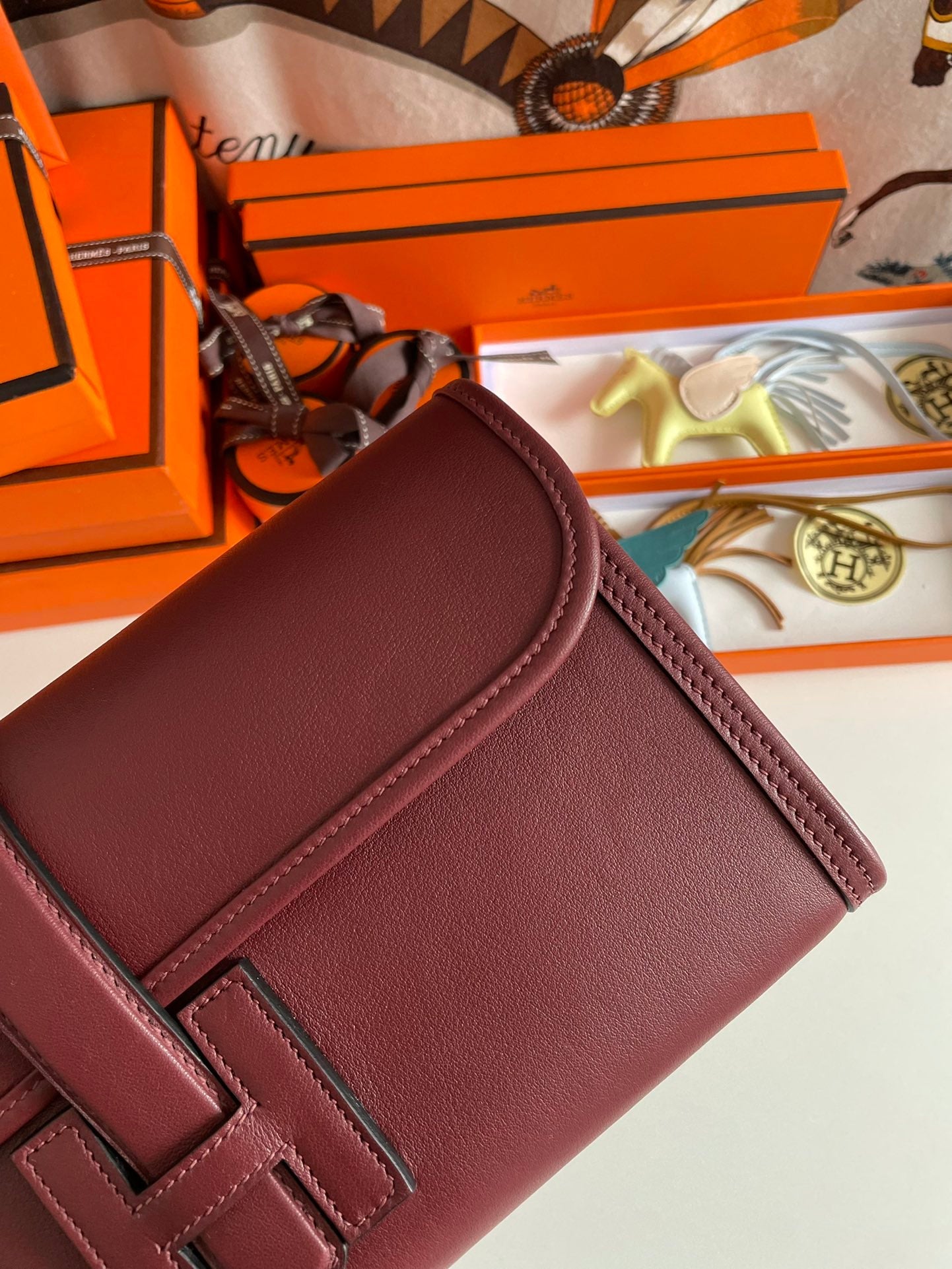 Hermes Wallet Clutch Swift Leather 29cm In Wine Red