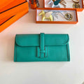 Hermes Wallet Clutch Swift Leather 29cm In Green
