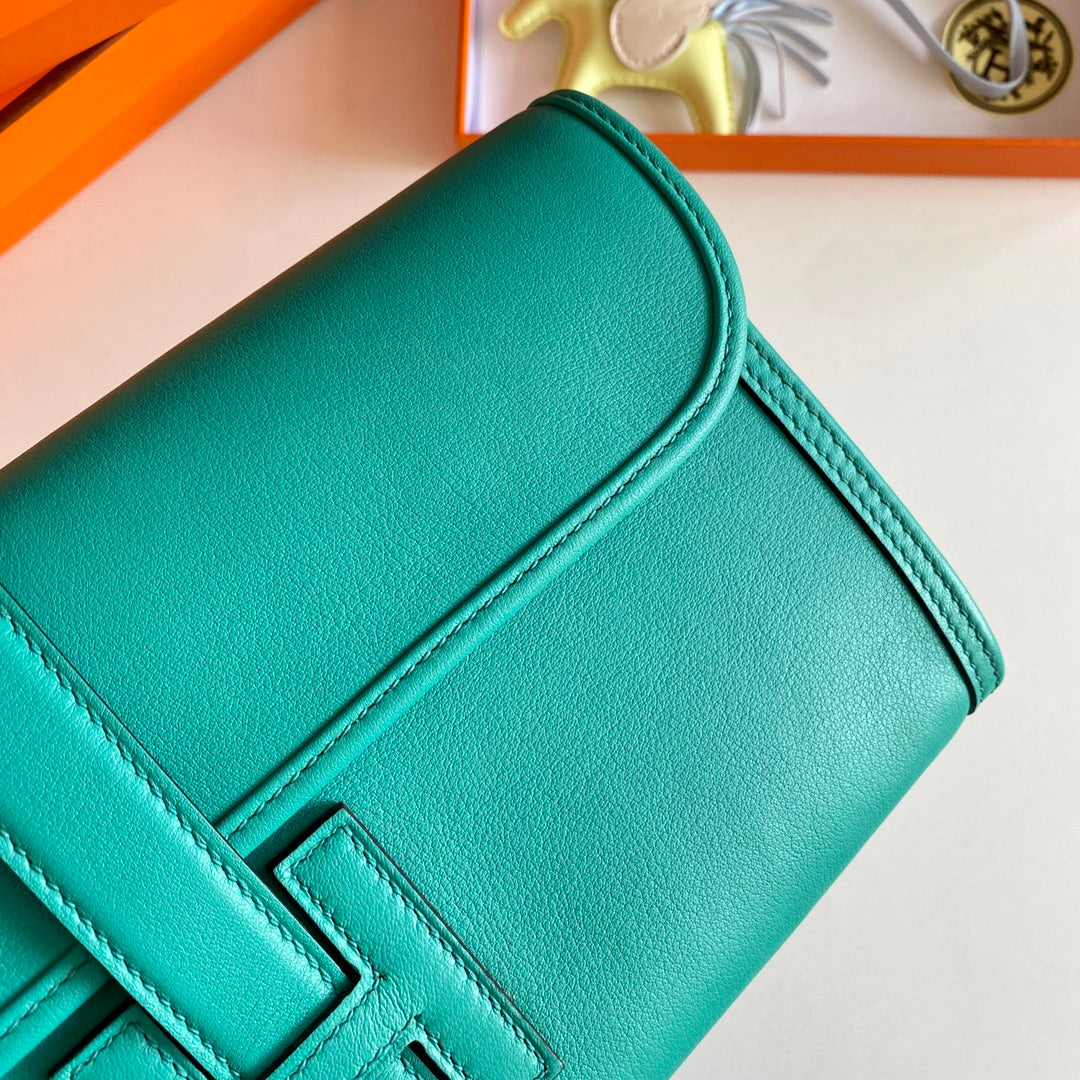 Hermes Wallet Clutch Swift Leather 29cm In Green
