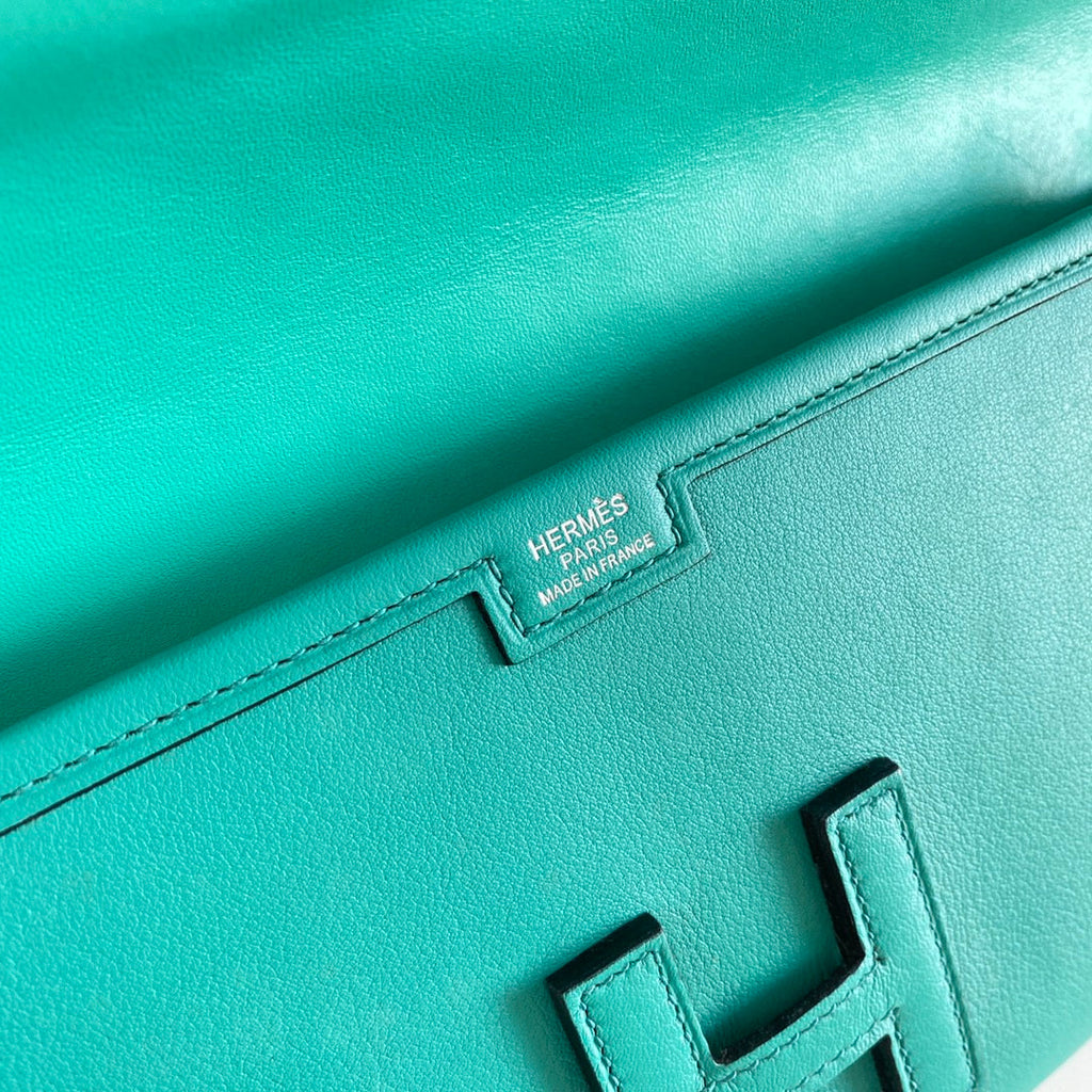 Hermes Wallet Clutch Swift Leather 29cm In Green