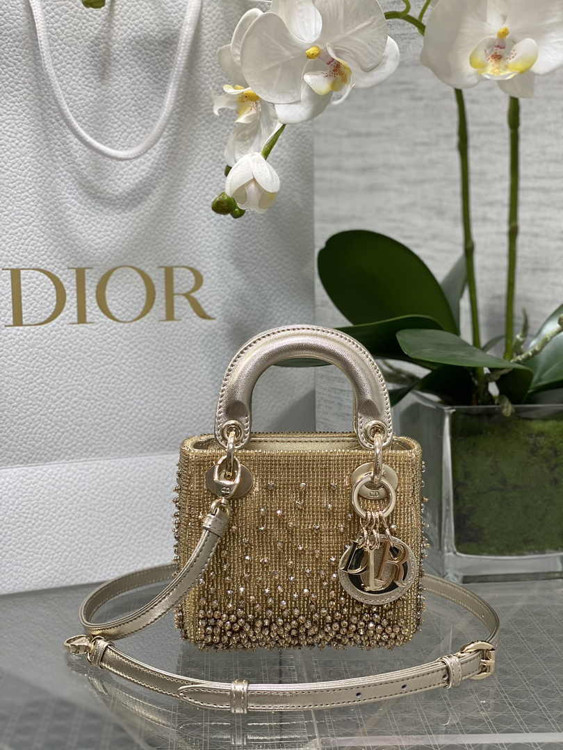 Lady Dior Micro Bag S0856 Gold Lambskin - Default Title - View 1