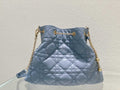 Large Dior Ammi Bag M22576 Blue Supple Macrocannage Lambskin