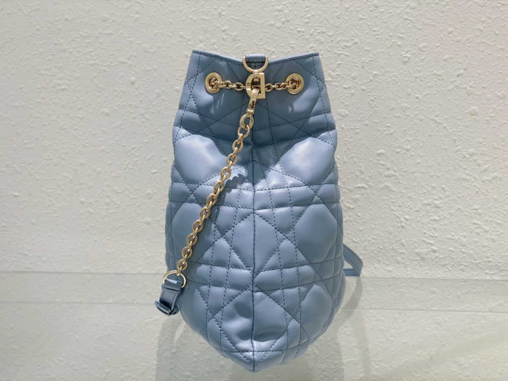 Large Dior Ammi Bag M22576 Blue Supple Macrocannage Lambskin