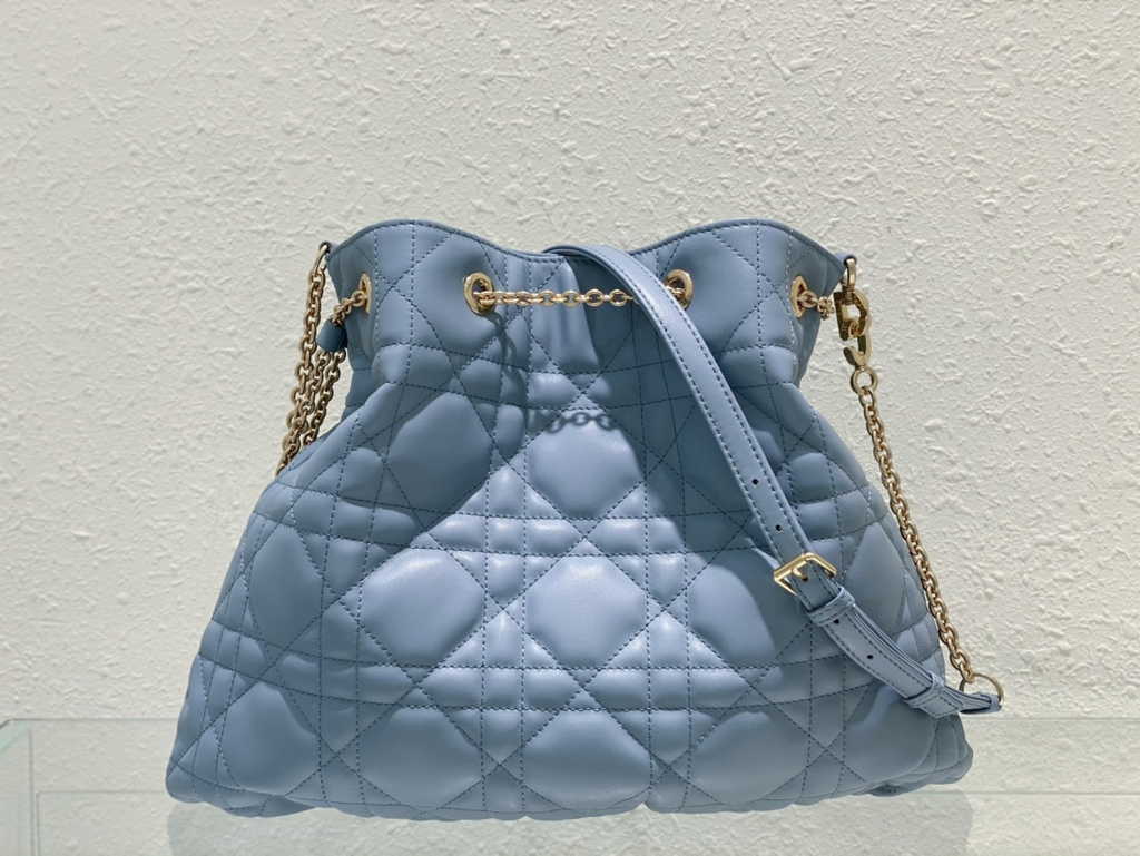 Large Dior Ammi Bag M22576 Blue Supple Macrocannage Lambskin
