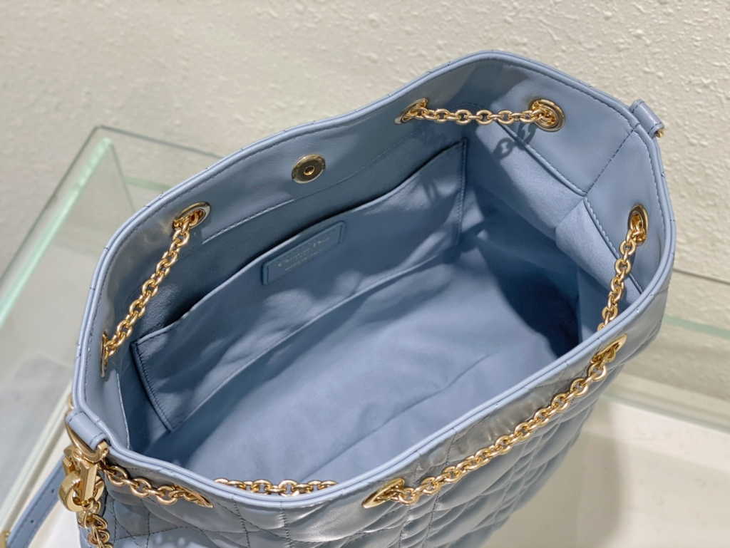 Large Dior Ammi Bag M22576 Blue Supple Macrocannage Lambskin