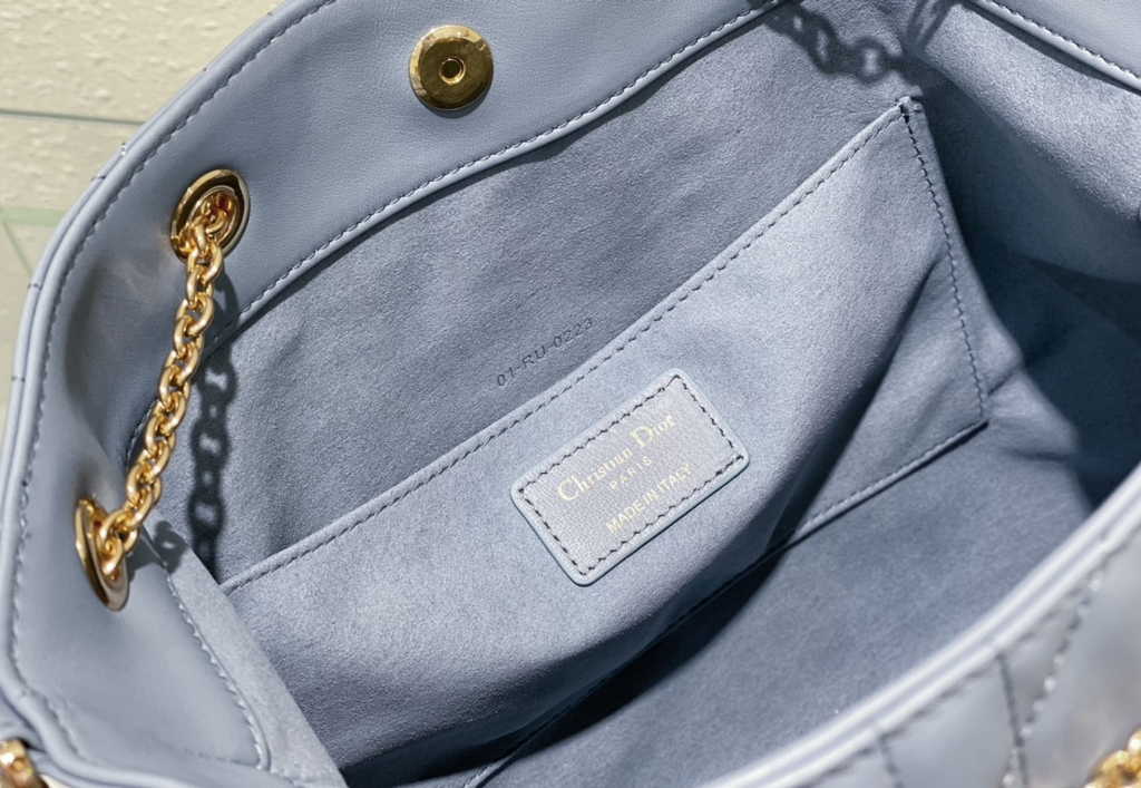 Large Dior Ammi Bag M22576 Blue Supple Macrocannage Lambskin