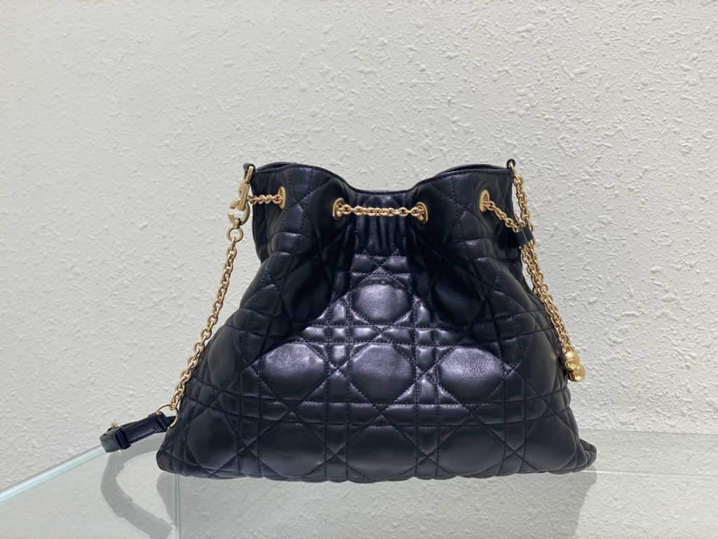 Large Dior Ammi Bag M22576 Black Supple Macrocannage Lambskin
