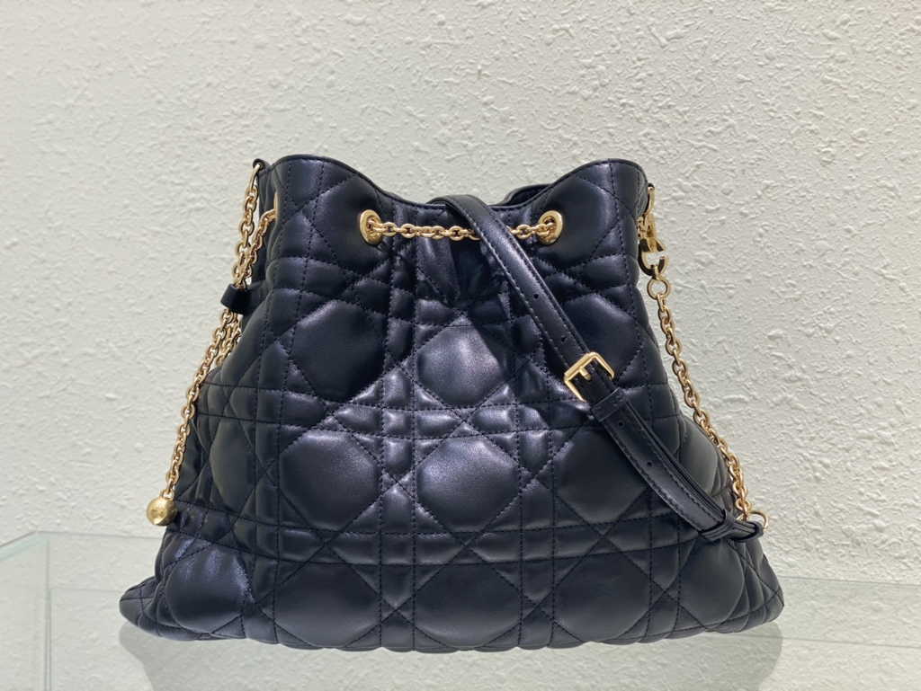 Large Dior Ammi Bag M22576 Black Supple Macrocannage Lambskin