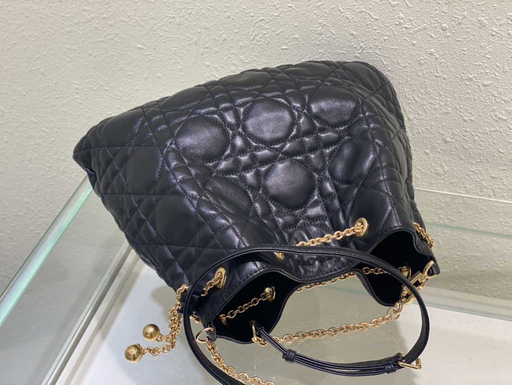 Large Dior Ammi Bag M22576 Black Supple Macrocannage Lambskin