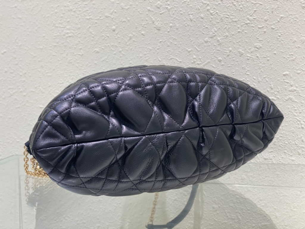 Large Dior Ammi Bag M22576 Black Supple Macrocannage Lambskin