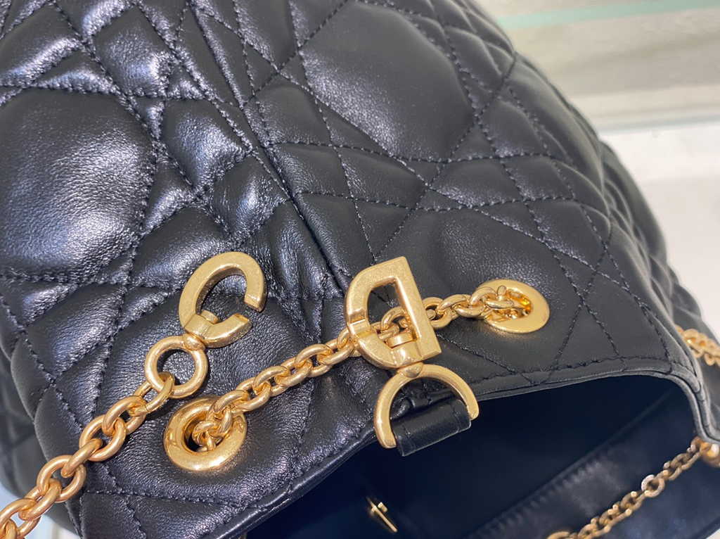 Large Dior Ammi Bag M22576 Black Supple Macrocannage Lambskin