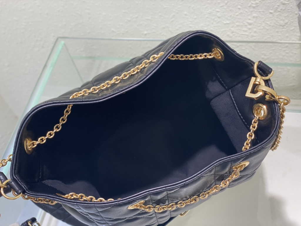 Large Dior Ammi Bag M22576 Black Supple Macrocannage Lambskin