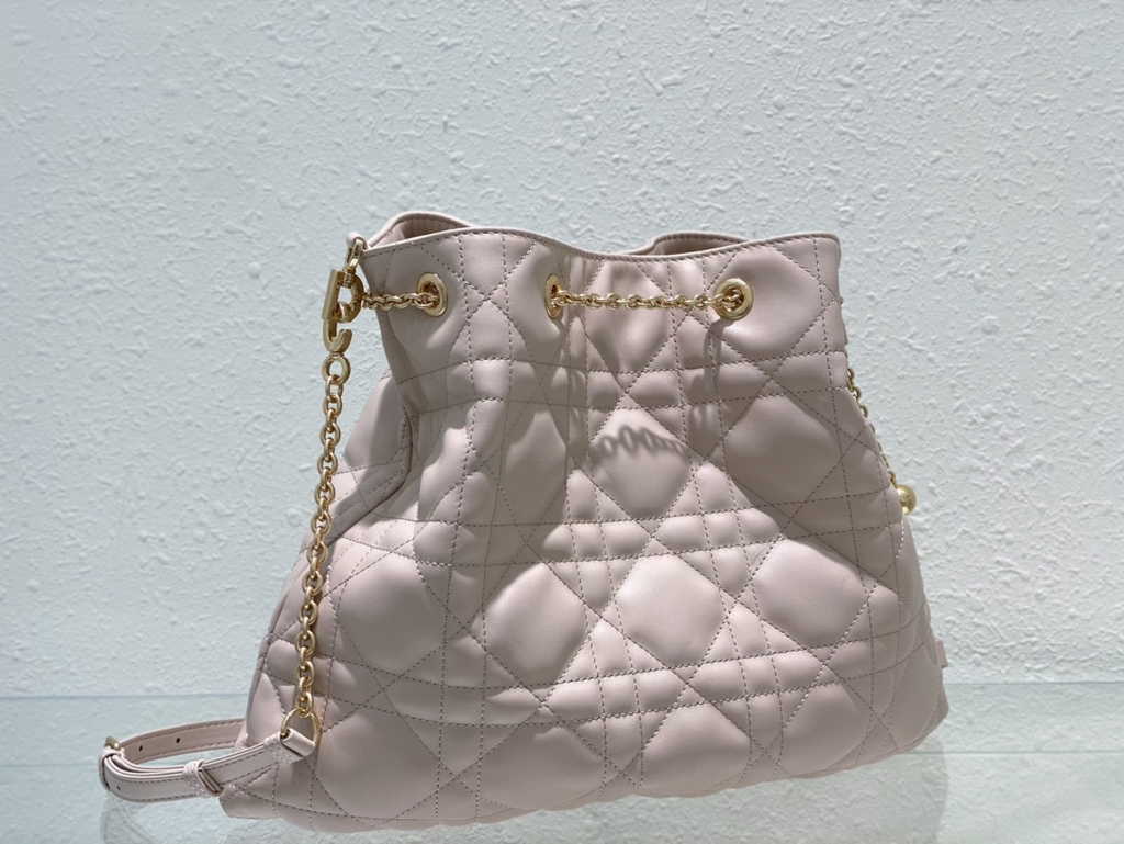 Large Dior Ammi Bag M22576 Apricot Supple Macrocannage Lambskin