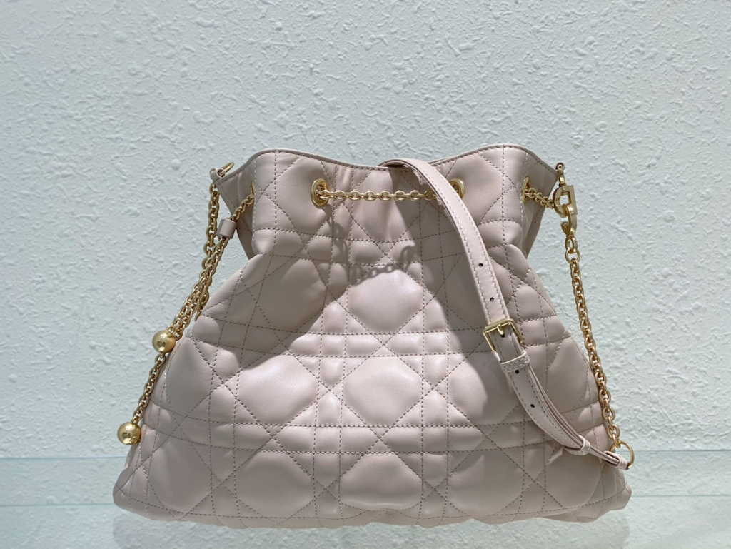 Large Dior Ammi Bag M22576 Apricot Supple Macrocannage Lambskin