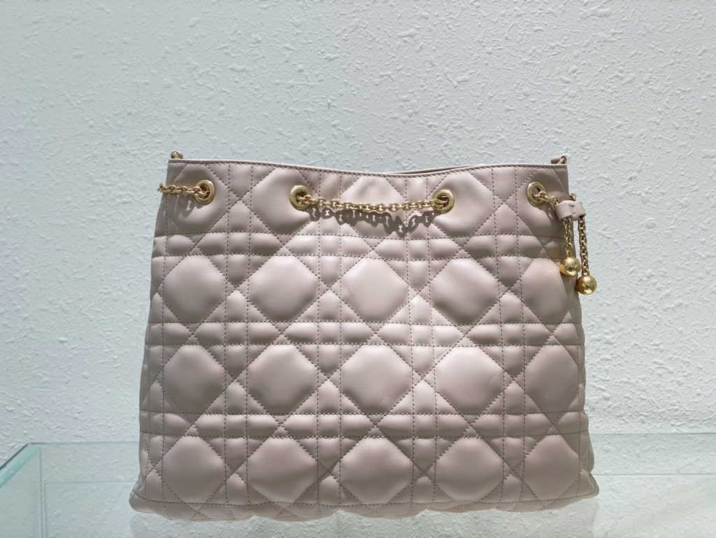 Large Dior Ammi Bag M22576 Apricot Supple Macrocannage Lambskin