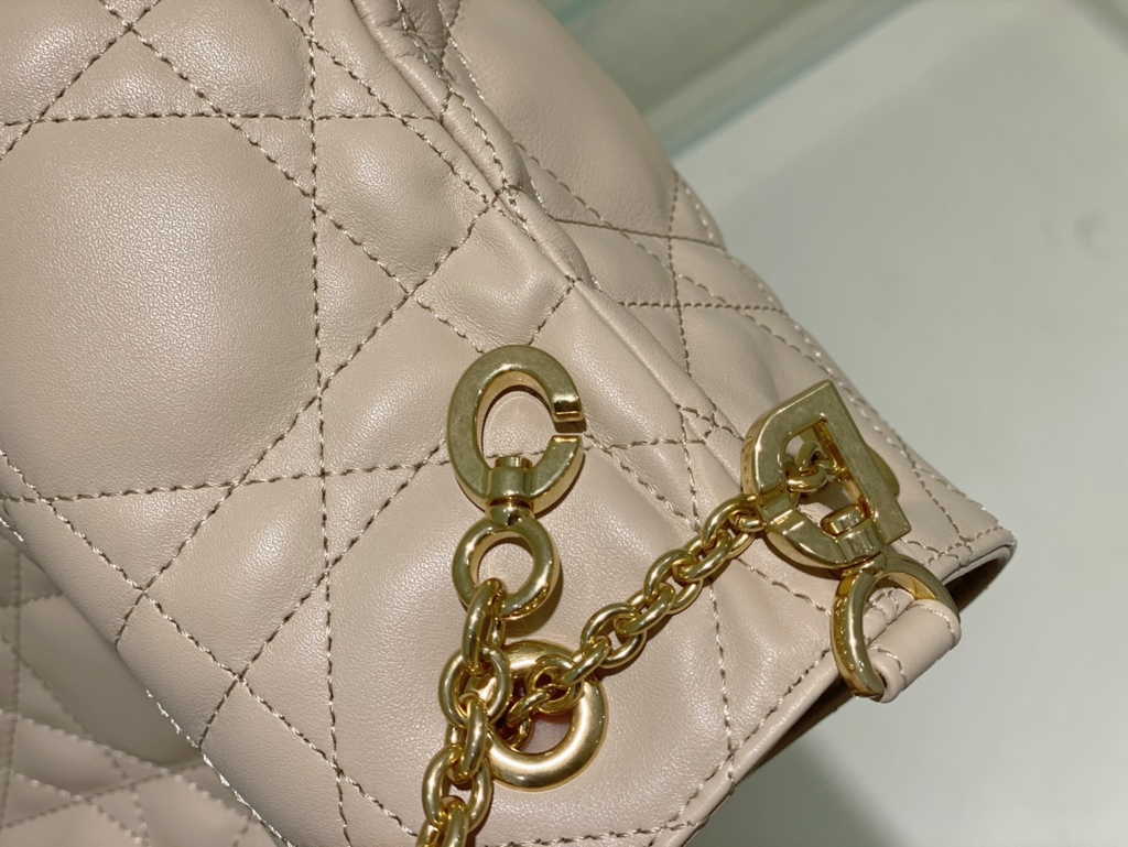 Large Dior Ammi Bag M22576 Apricot Supple Macrocannage Lambskin