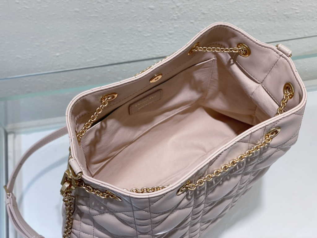 Large Dior Ammi Bag M22576 Apricot Supple Macrocannage Lambskin