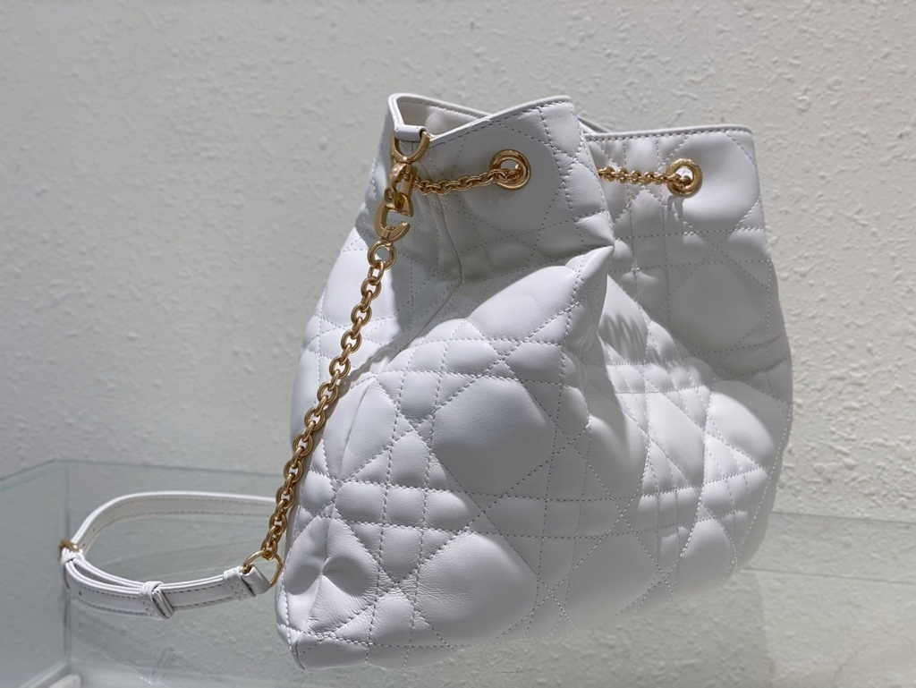 Large Dior Ammi Bag M22576 Beige Supple Macrocannage Lambskin